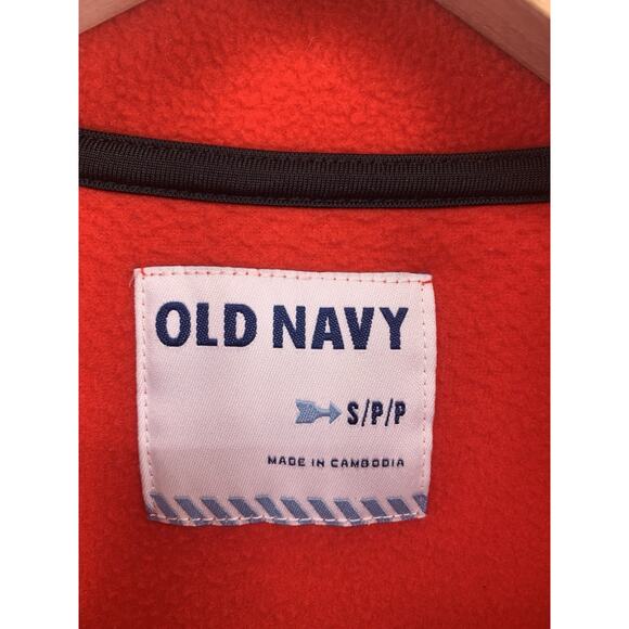 Old Navy Y2K Fleece 1/4 Zip Fleece Red Blue 2010's Spell Out Embroidered S - Picture 7 of 11